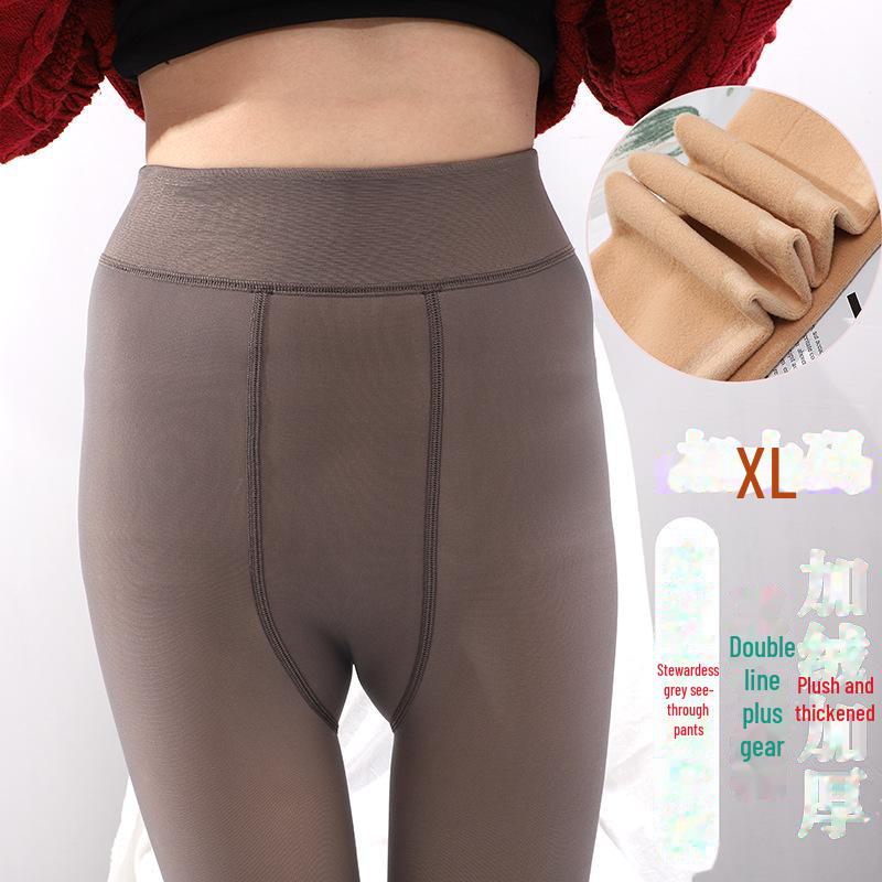 Gray Plus Size Stewardess-Style Transparent Pantyhose for Autumn/Winter