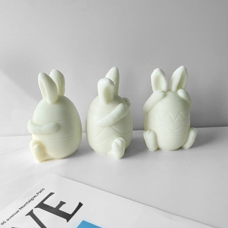 Face-less Rabbit Candle Mold Diy Cover Your Eyes Mouth and Ears Rabbit Aromatherapy Candle Gypsum Incense Stone Mold