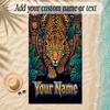 Leopard Theme Soft Beach Towel Personalized Custom Name Text Towel Portable for Beach Pool Travel
