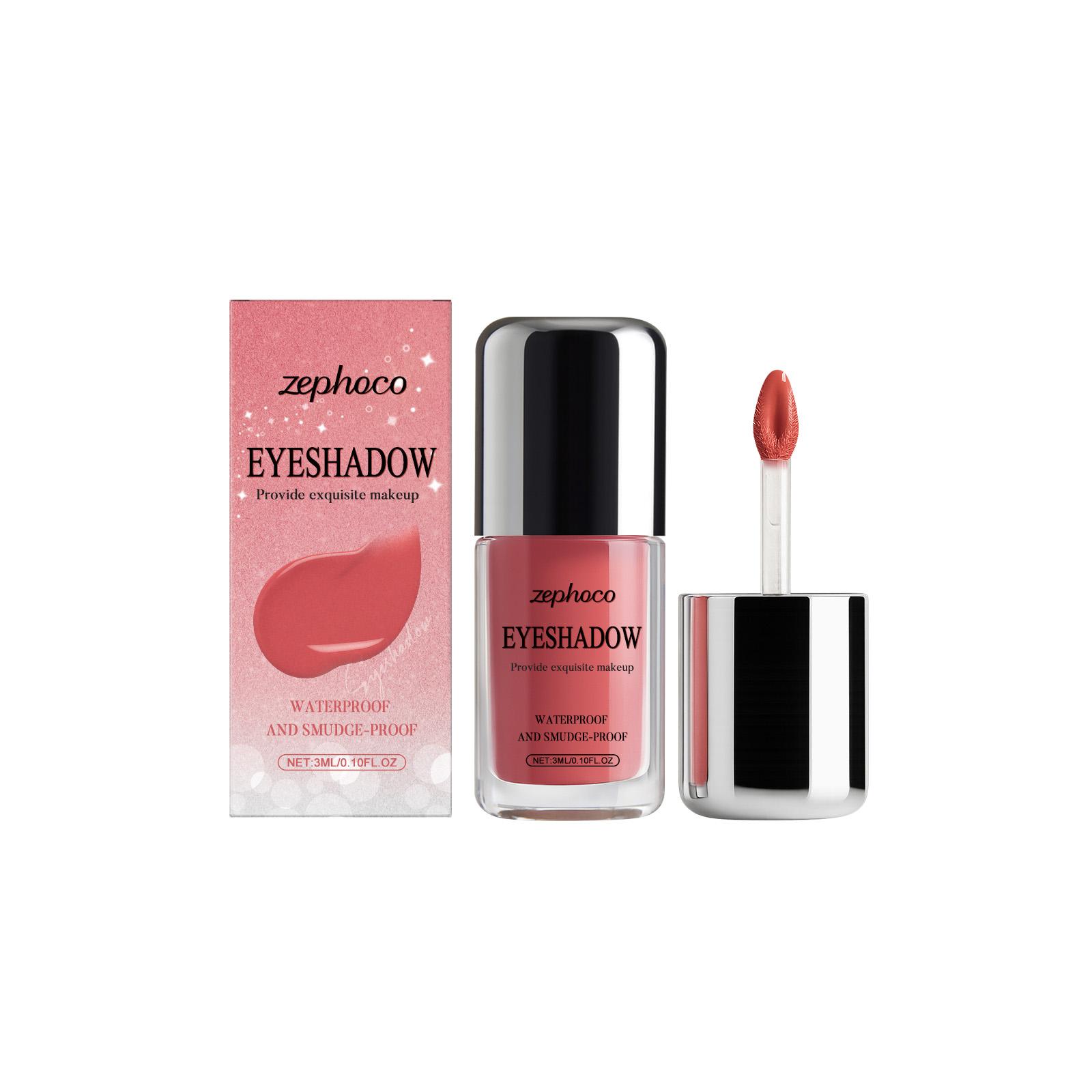 zephoco Shimmer Peach Pink Liquid Eyeshadow Delicate Shine Non-Flying Powder Long-Lasting Waterproof Nude Pink Liquid Eyeshadow