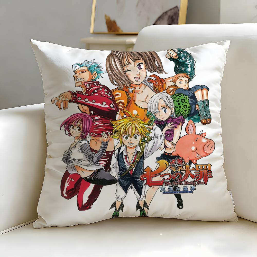 classic anime The Seven Deadly Sins Cushion Cover Soft  EasyWash Pillow Case  Versatile for Couch Bed Travel and Office