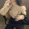Elegant Fashion Turtleneck Cardigan Short Sweater Women Loose Autumn Winter New Versatile Zipper Long Sleeved Sweater Jacket Casual Simple Office Tops