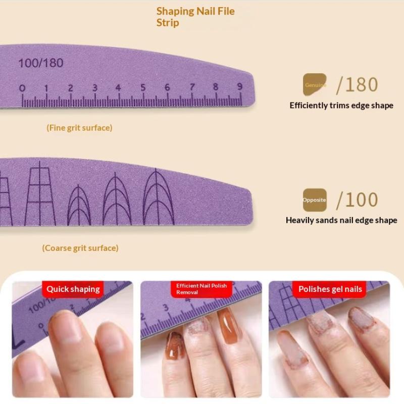 5Pcs Nail File Set With Scale Nail Art Double-Sided 100/180 Grit Nail File Grinding Sanding Buffer Buffing Manicure Tool