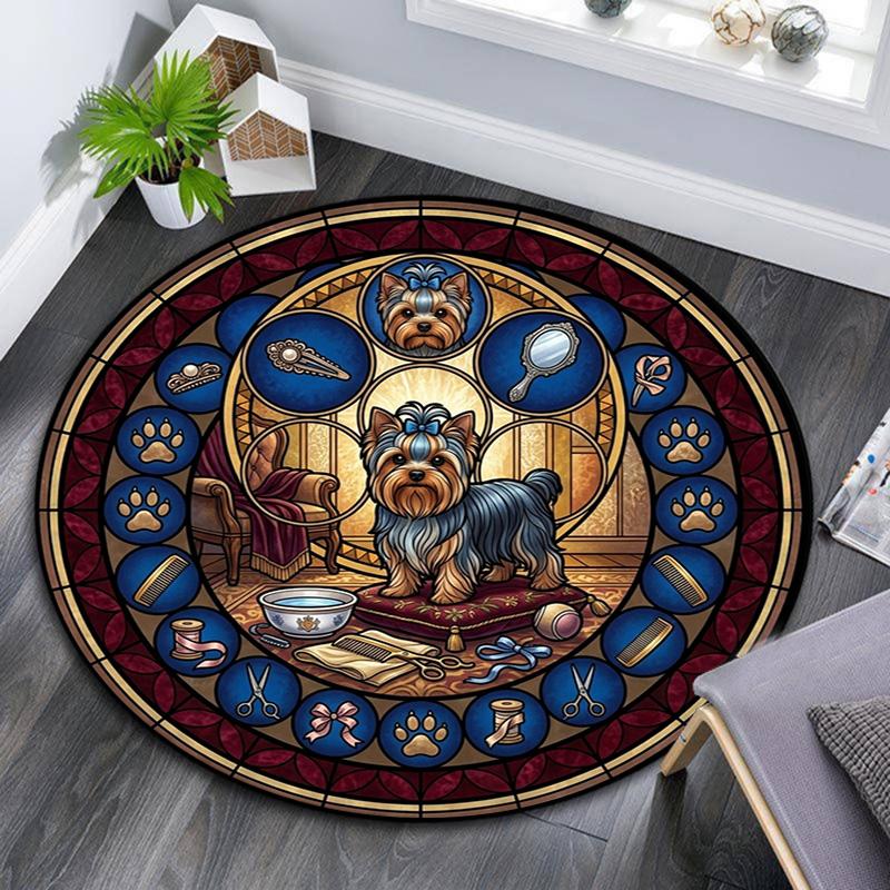 Boxer Dog Glass Round Area Rug Under Office Chairs Bedroom Living Room Home Decor