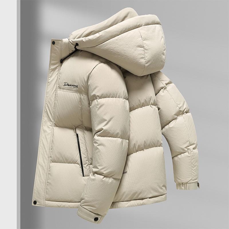 Mens Thickened Hooded Down Jacket Winter Short Warm Coat Adults 85-90% White Duck 550 Fill Power