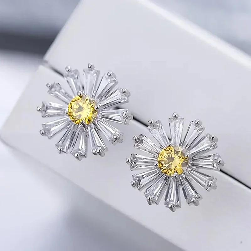 Delicate Small Flower Stud Earrings Fresh Style Yellow Daisy Floral Ear Accessory For Women Daily Wear Statement Jewelry