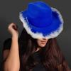 Stylish Cowgirls Hat Ocean Blue Sun Hat With Feathered Trim For Music Festival Beach Parties And Everyday Casual Wear