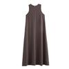 Autumn Women's Solid Color Sleeveless Midi Pullover Dress