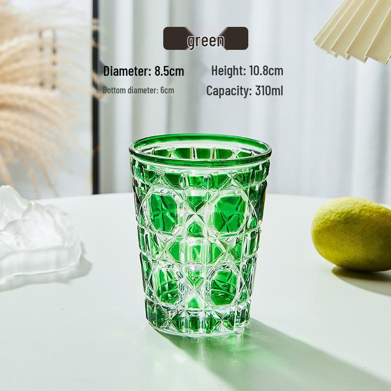 European Style Gift Box: Colorful Plaid Whiskey, Beer, Liquor, and Water Glass Set with Hand-Engraved Floral Designs.