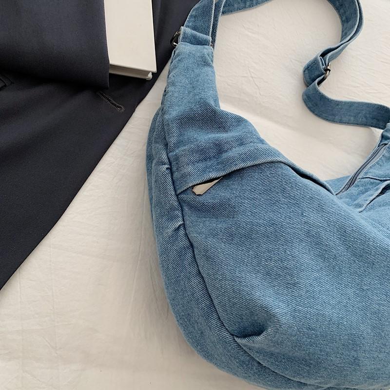 Crossbody Bag Large Capacity Denim Bag Women's Retro Shoulder Bag
