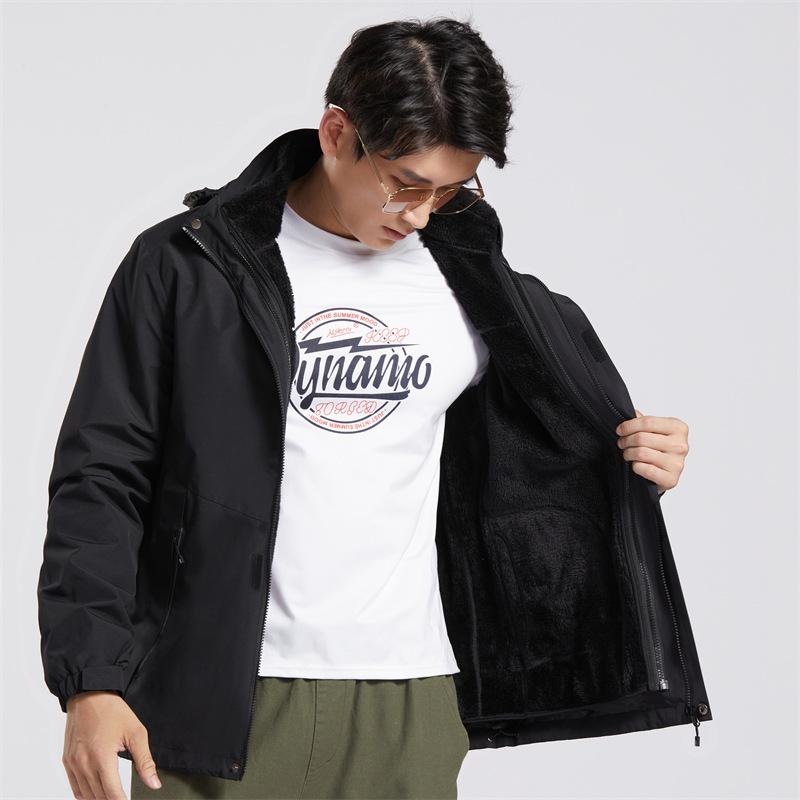 Men's Winter 4-in-1 Hardshell Men's and Women's Fleece Lining Double-sided Wear Lamb Fleece Jacket Outdoor Mountaineering Clothing