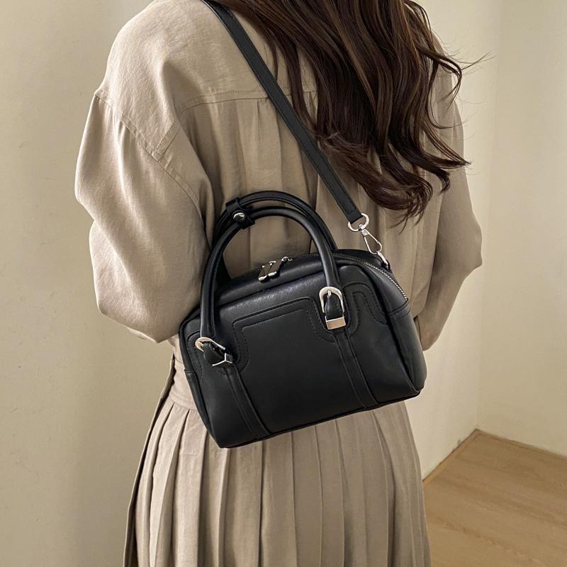 Mini Boston Bag with Dual Top Handles and Detachable Shoulder Strap for Elegant Daily or Evening Use