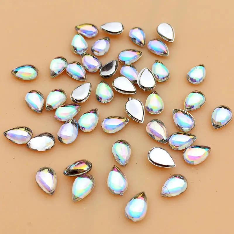 Glitter 200Pcs 4*6mm Glass Water Drop Rhinestones Flat Back Stones and Crystals For Nails Art Decorations Costume A56