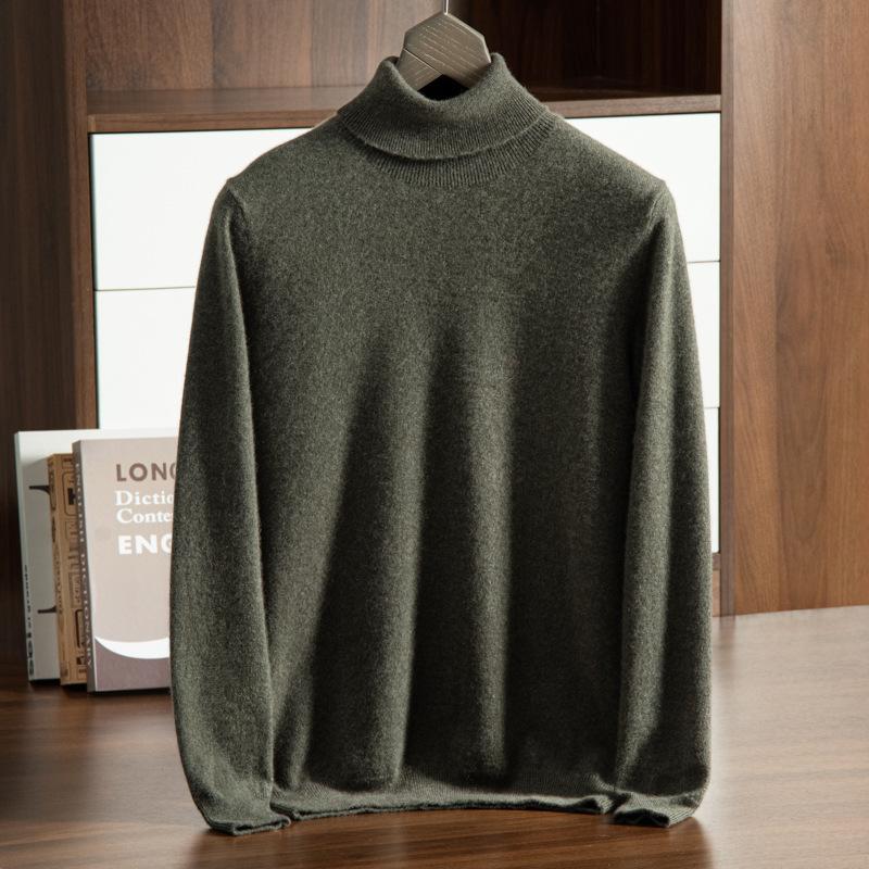 New cashmere sweater men's semi-turtleneck pure cashmere sweater men's loose bottoming cashmere knitted sweater