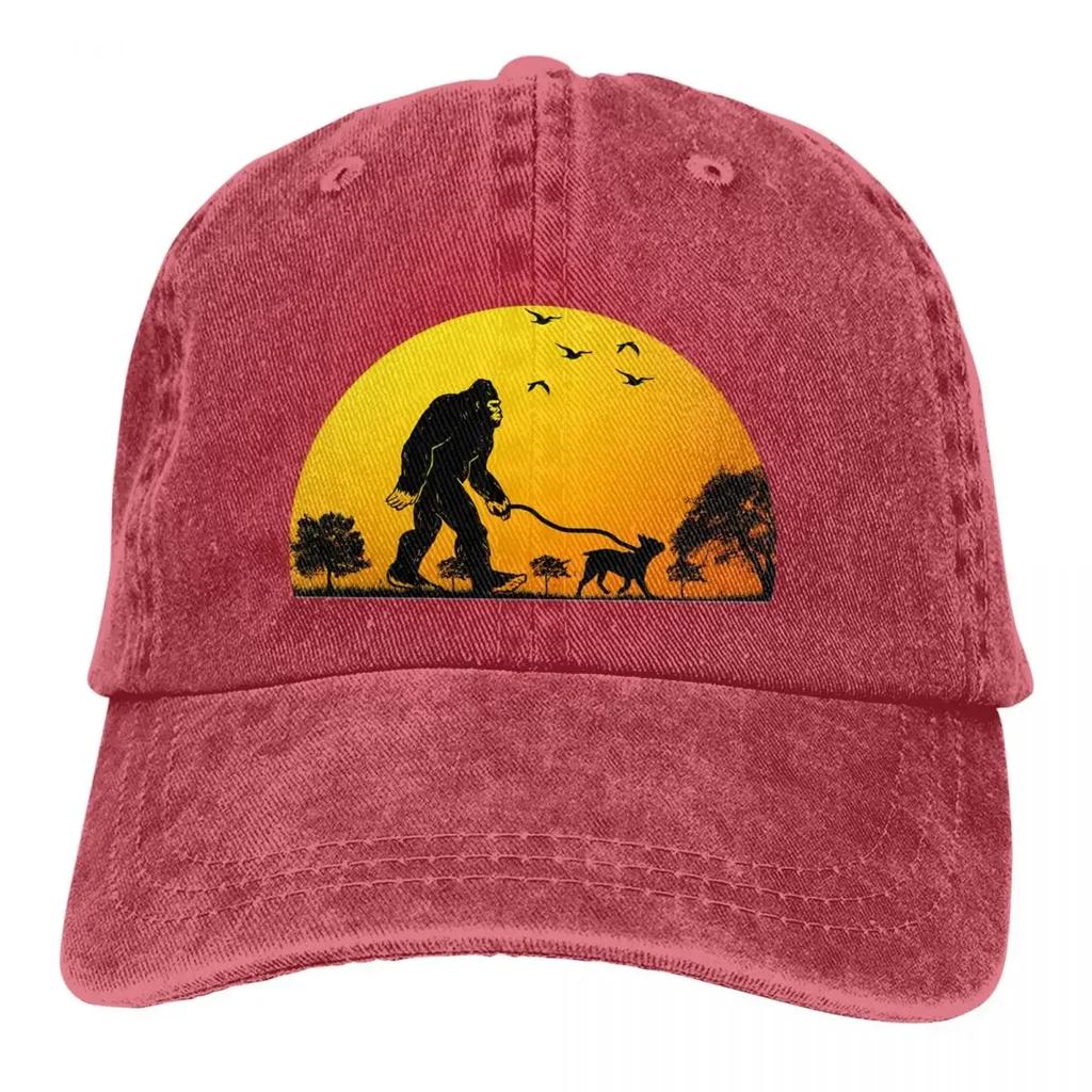 Casquette d'été Visière Pare-soleil Marche Bouledogue Français Casquettes Hip Hop Bigfoot Sasquatch Chapeau de Cowboy Casquettes de Trucker à Visière Casquettes de Papa