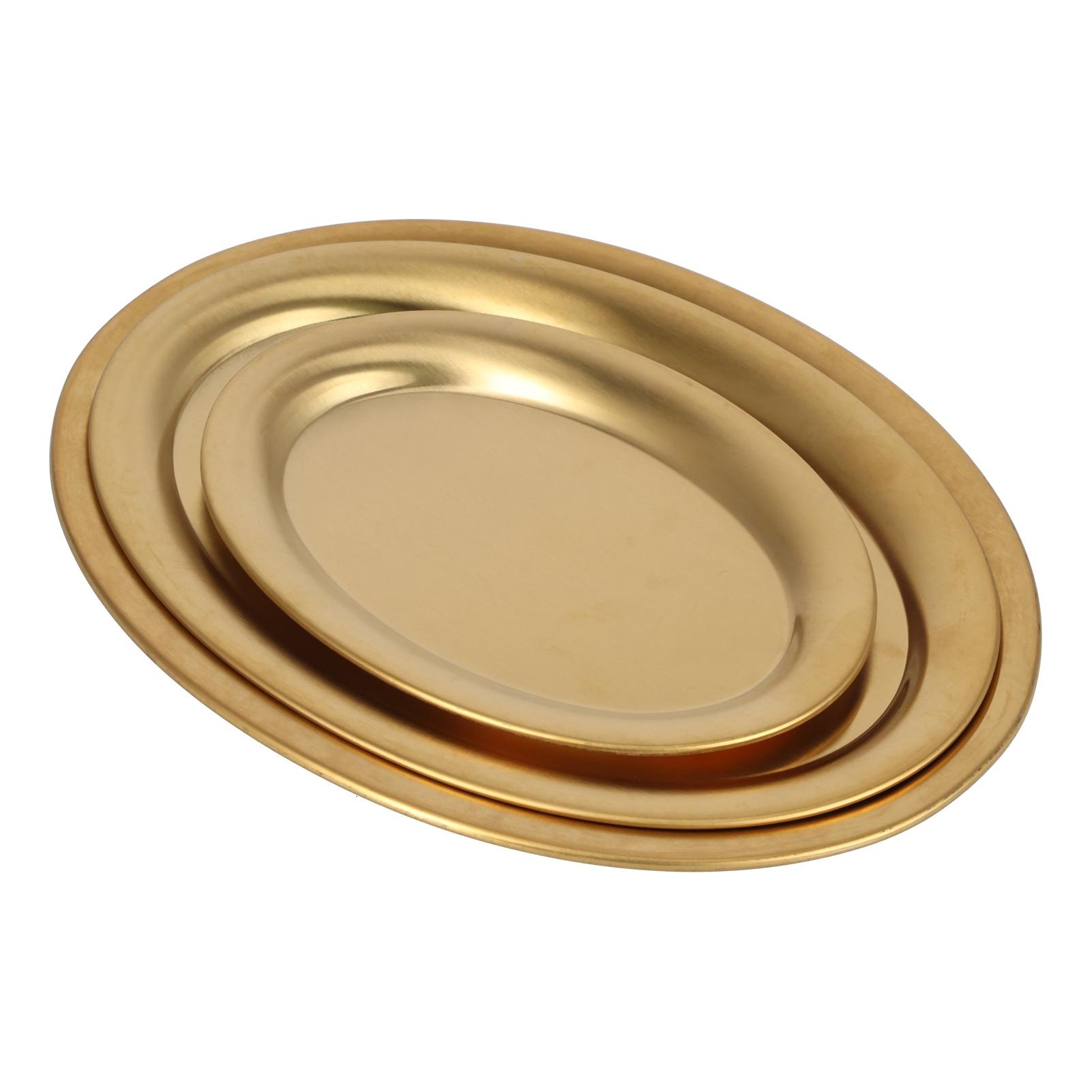3pcs Stainless Steel Dessert Tray Mirror Polishing Process Snack Jewelry Display Tray