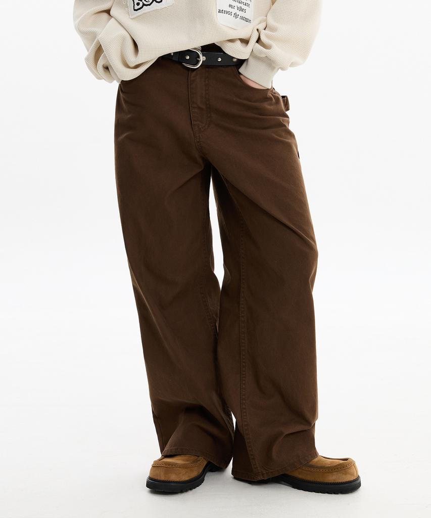 HOODHOOD Hd Chain Embroidery Cotton Pants Brown