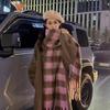 Xinxinzi black and white plaid imitation cashmere scarf autumn and winter atmosphere new ins style versatile plaid scarf