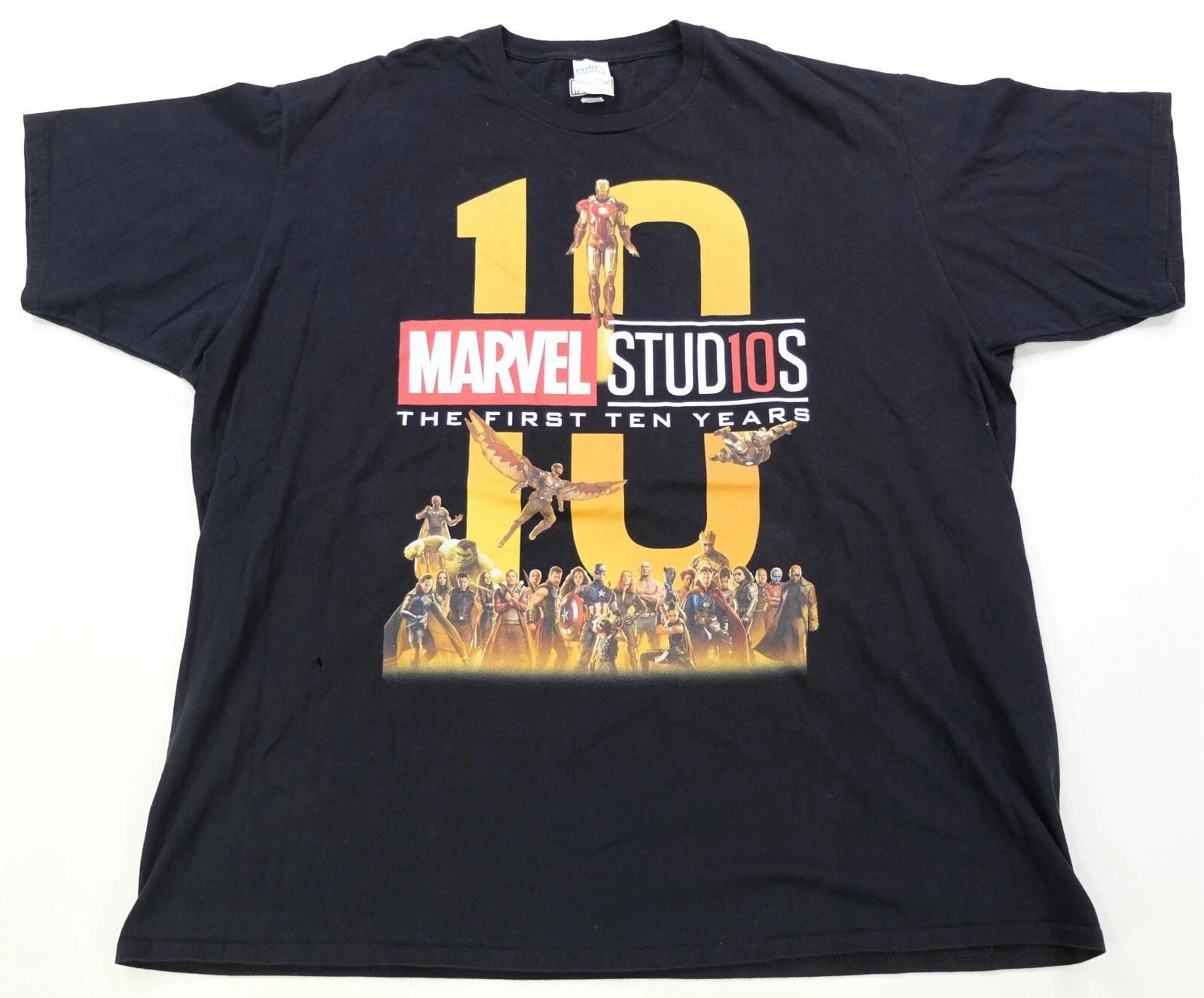 Rare VTG Marvel Studios The First Ten Years of Films T Shirt 2000s Superhero 3XL 3XL