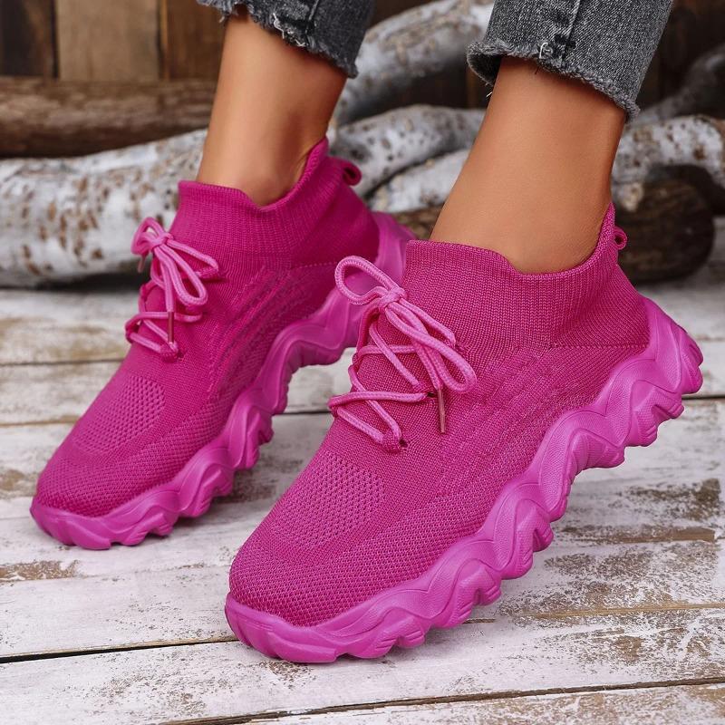 Plus Size Women's Sneakers Breathable Knitted Socks Slip-on Platform Shoes Woman Summer Outdoor Casual Lightweight Sports Shoes