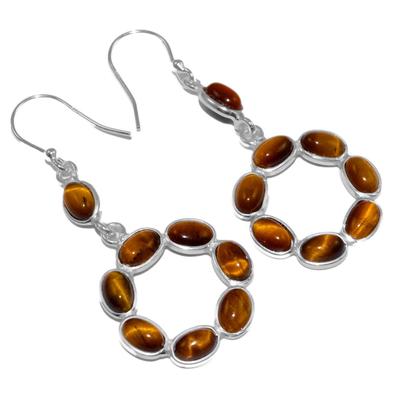 Tiger Eye Gemstone Earrings Solid 925 Sterling Silver Handmade Earrings Jewelry Gift For Women And Girls E-1678