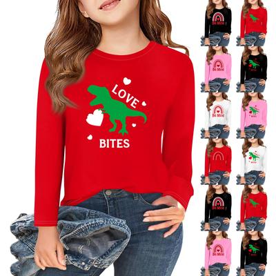 Girls Long Sleeve Love Valentine's Day T Shirts Kids Fall Tops Crewneck Basic Tees 5-14Y