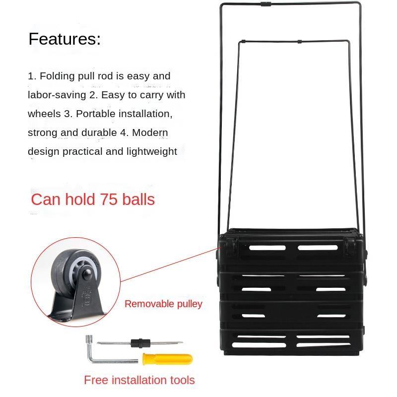 Multifunctional Tennis Ball Basket Portable Ball Pickup Trolley 75 Balls Storage Tennis Basket Cart
