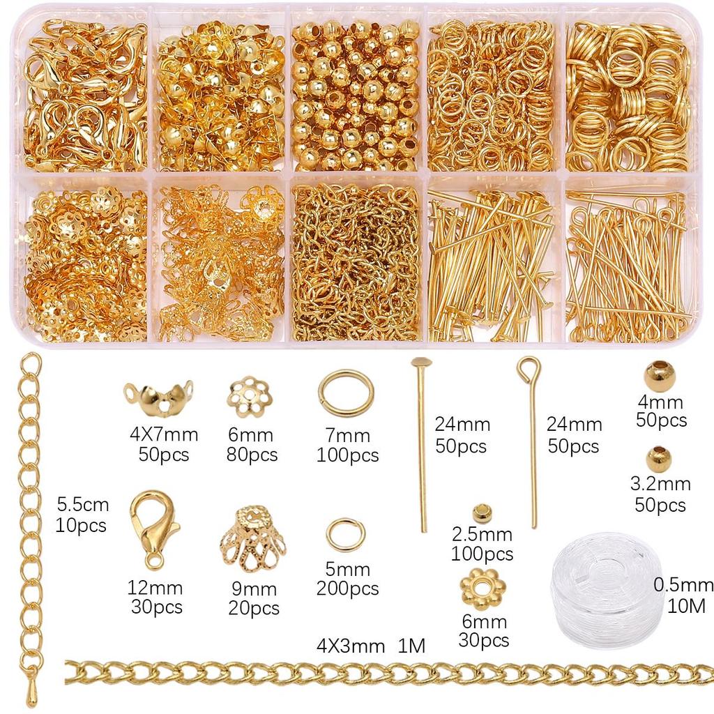 820Pcs Metal Jump Rings, Clasps Lobster Chain Spacer Beads Pin DIY Jewelry Accessories
