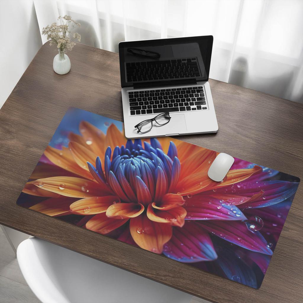 Mata Antypoślizgowa Pod Myszkę I Klawiaturę Kwiat Z Kroplami 100X50 Cm