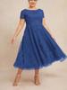 2026 Elegantes Spitzen-Patchwork-Abendkleid in Übergröße