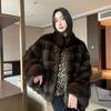 Russian sable environmentally friendly fur coat mink short coat female stand-up collar farmer black and gold new