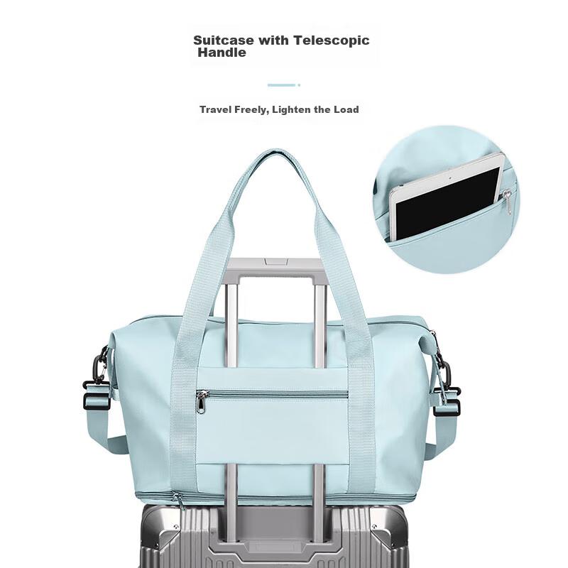 Landcase Handheld Travel Bag for Women, Large Capacity Luggage Bag with Expandable Storage, Wet And Dry Separation Fitness Bag 2104 Light Blue