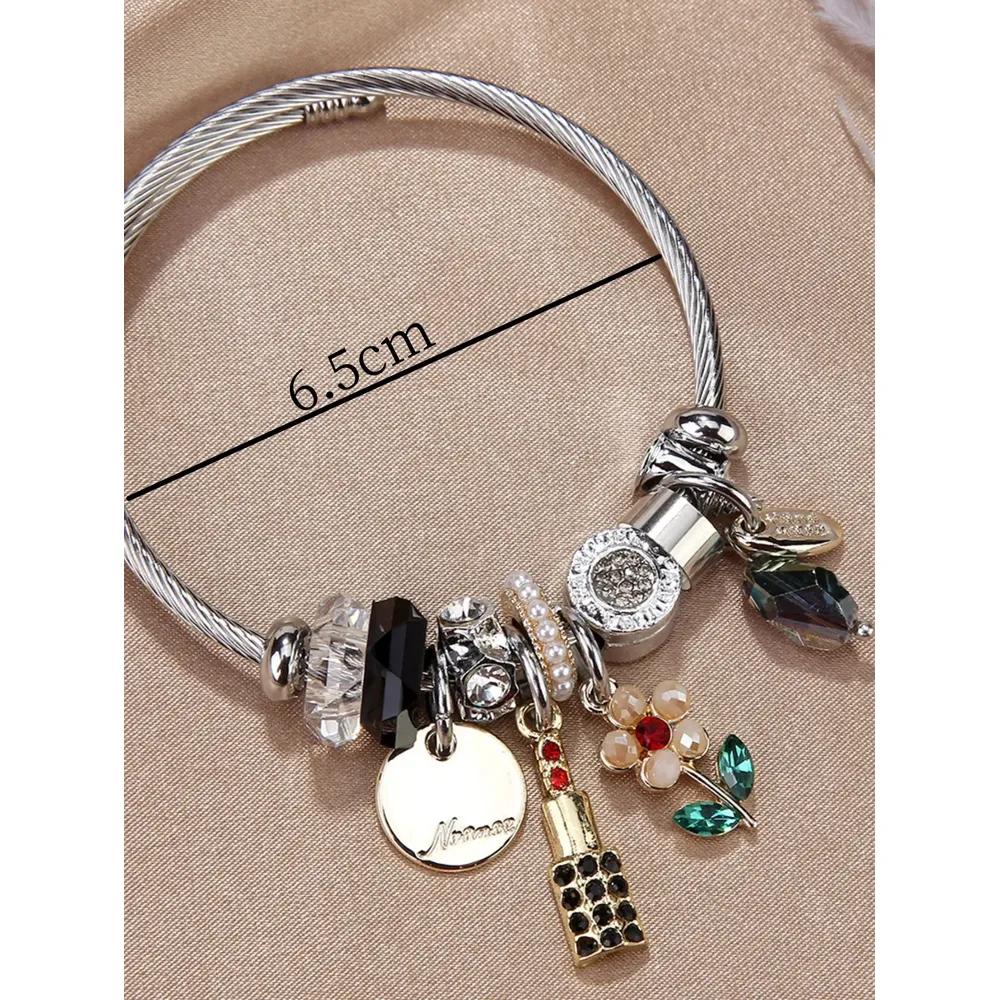 1 trendy crystal Zircon ball women's bracelet with multi element bead accessories for daily wear, party accessories