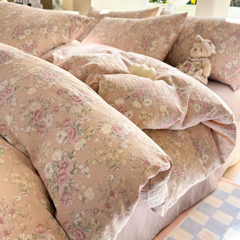 INS Cute Bow Bedding Set for Girls Women Soft Bed Sheet Set Pillowcase Single Twin Full 200x230cm Kawaii Duvet Cover Set