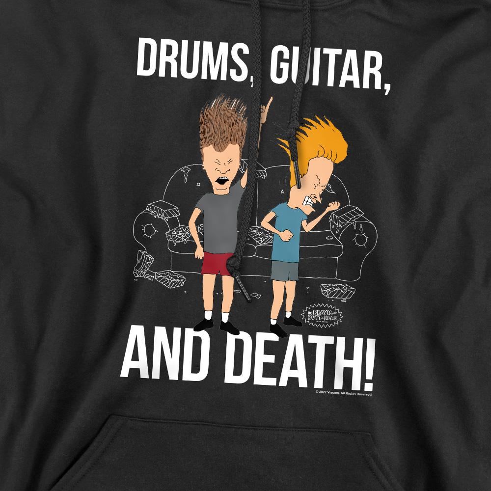Beavis & Butthead Mens Drums Guitar & Death Hoodie