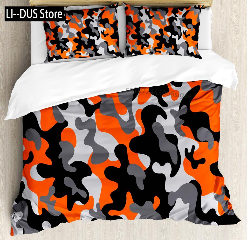 Camouflage Duvet Cover Set Abstract Soft Colors Pattern Decorative 3 Piece Bedding Set with 2 Pillow Sham Twin King Full Size