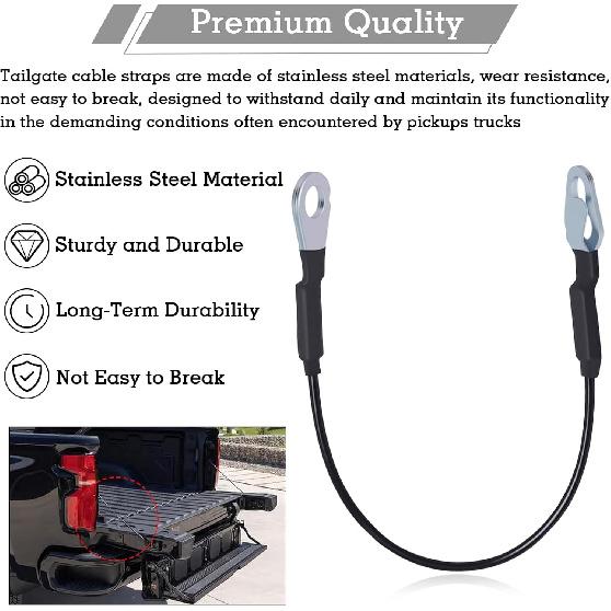 25838260 Tailgate Cable Strap, Tailgate Replacement Parts, Rear Tailgate Cables Straps, Fit for 2007-2016 Chevy Silverado GMC Sierra 1500 2500HD