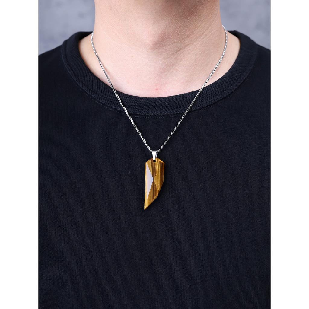Tiger Eye Fang Lucky Charm Necklace for Men [COAI] Wolf's