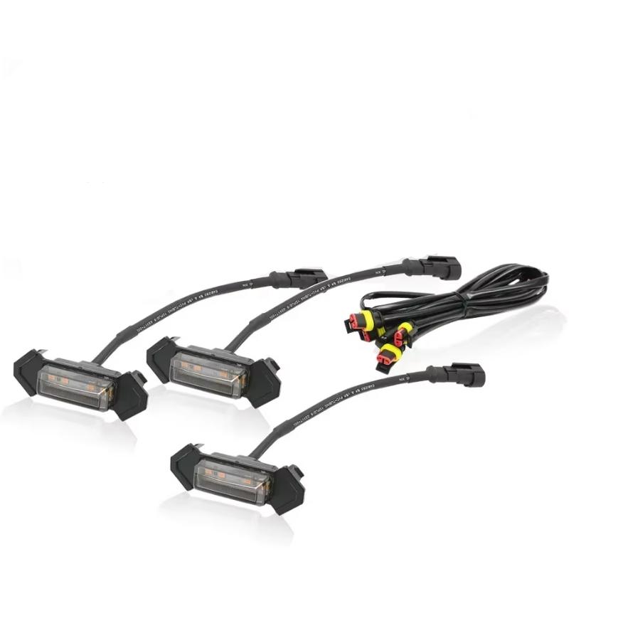 

Car LED Daytime Running Light Easy Installation Durable Daytime Running Light Grille Yellow Light 3pcs-Black Shell-Yellow