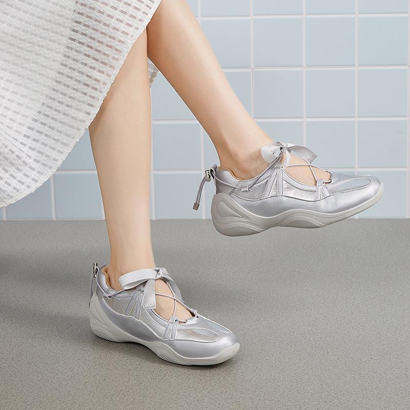 Augustine sports Mary Jane shoes women's 2025 new summer outer wear platform-soled German training single shoes silver casual shoes