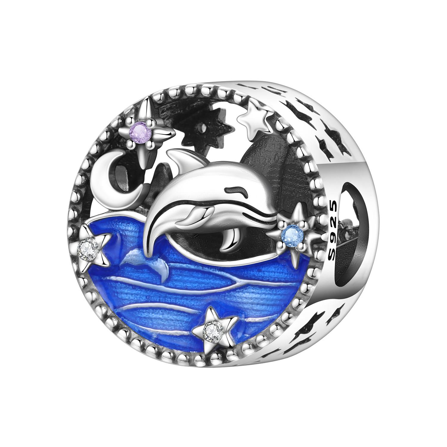 

925 Silver Simple Versatile Cartoon Fish tail Pendants Bracelet Charms Fit Jewelry Party Beads DIY Fine Gifts
