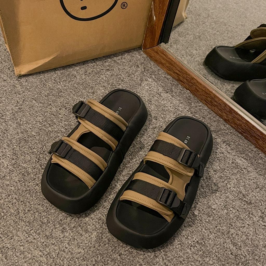 Sports cool slippers women's outer wear summer new thick-soled heightening slippers Roman shoes versatile original style sweet and cool women's shoes