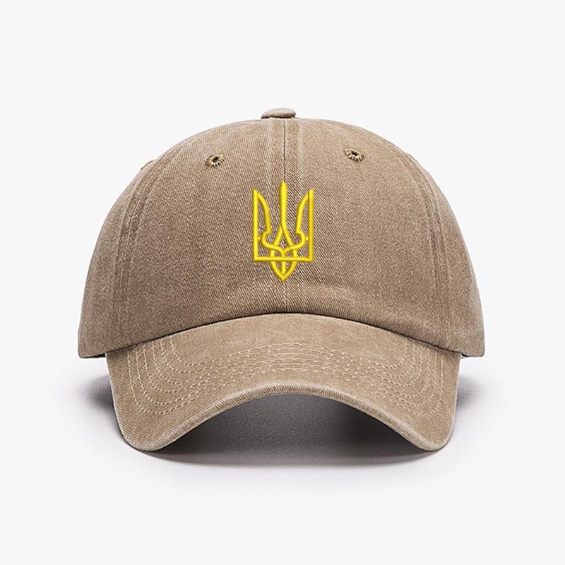 Embroidery Ukraine Trident Symbol Cotton Washed Fashion Sports Baseball Cap Adjstable Hip Hop Urban Street Style Dad Hat Visor Protection Snapback