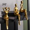 Sitting Posture Sculpture 3 Pcs Resin Reading Sculpture, Thinker Statue, Abstract Women Relaxed Artistic Figure Bookshelf Figurine for Home,