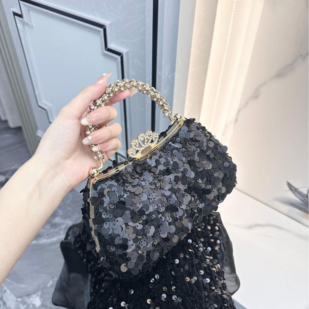 Wedding premium light luxury sequined bead handbag foreign trade dress party handmade dinner bag