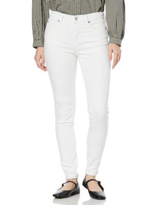 Amazon Essentials Stretch Skinny Sizes Women's Mid-Rise Jeans, White, S-M