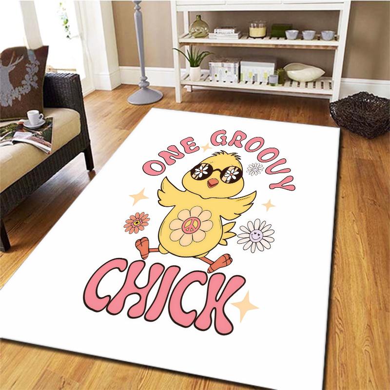 Retro Groovy Chick Carpet Rug For Living Room Bedroom Home Sofa Decoration Kids Play Nonslip Floor Mat