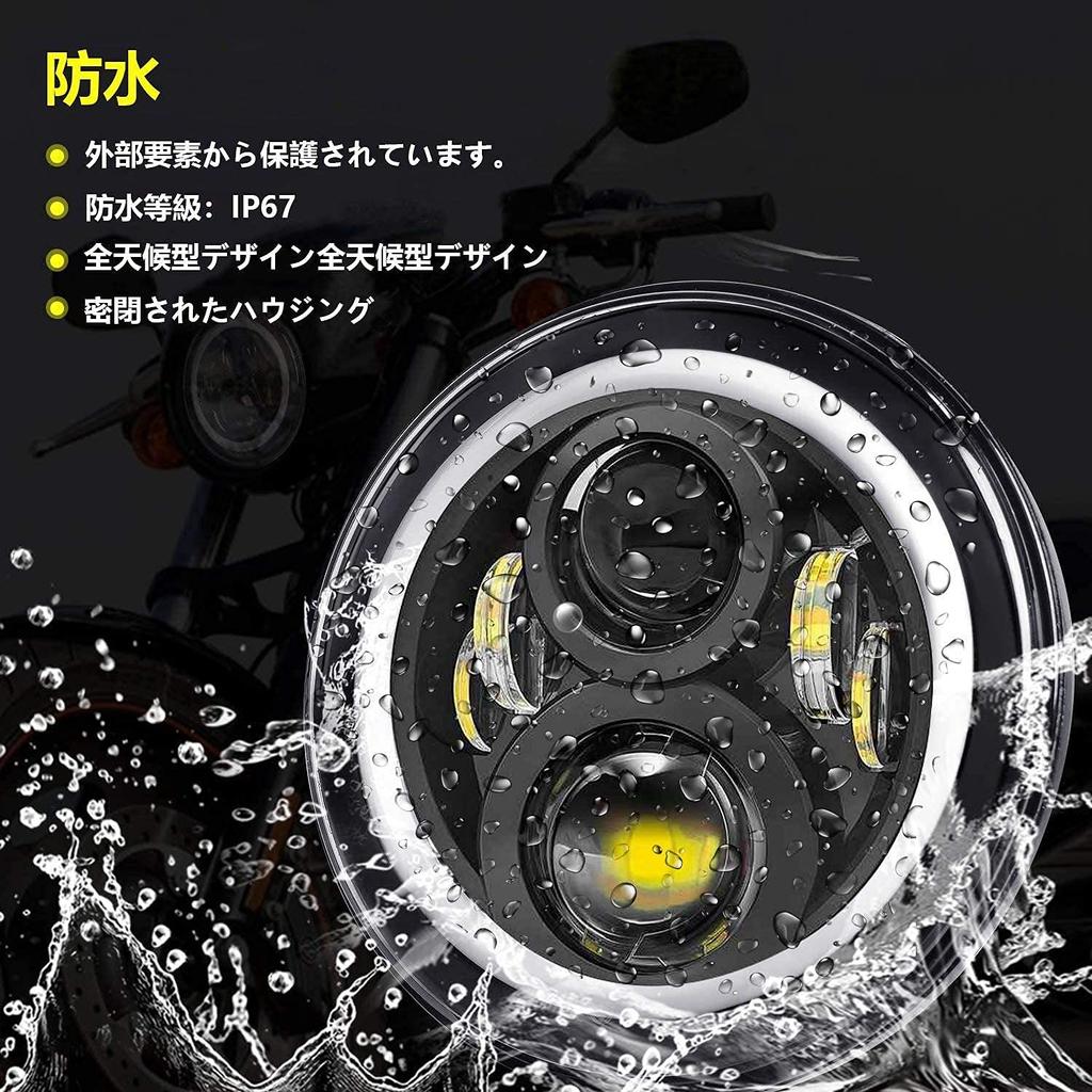 Samman LED Headlights with DRL Daytime Running and Turn with White 7-inch Shell, Function, Hi/Lo Switching, Lights/White Signals/Amber Rings,