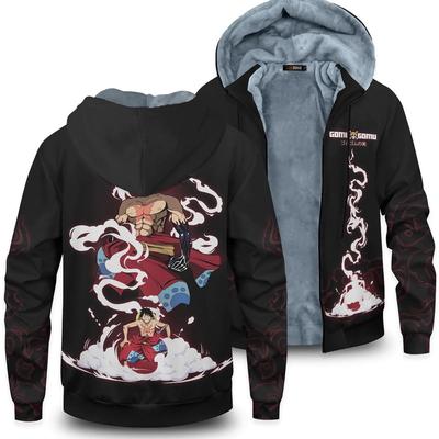 One Piece 3D Printed Hooded Zipper Sweater with Thick Velvet Lining