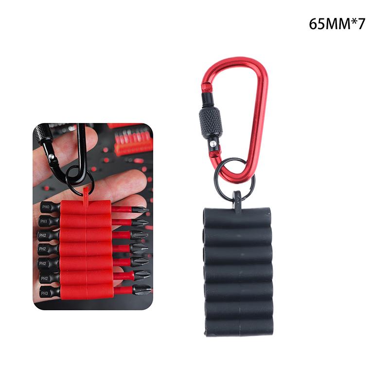 Portable Rubber Screwdriver Bit Holder With Carabiner Keychain Bits Holder Multi Cross Driver Bit Organizer Sleeve Holder